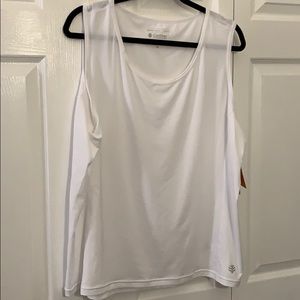 Coolibar sun protected white tank top in 2X